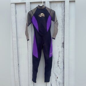 Girls One Piece Wetsuit - Black and Purple